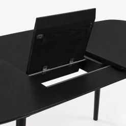 Mesa de Refeição Extensível Preta