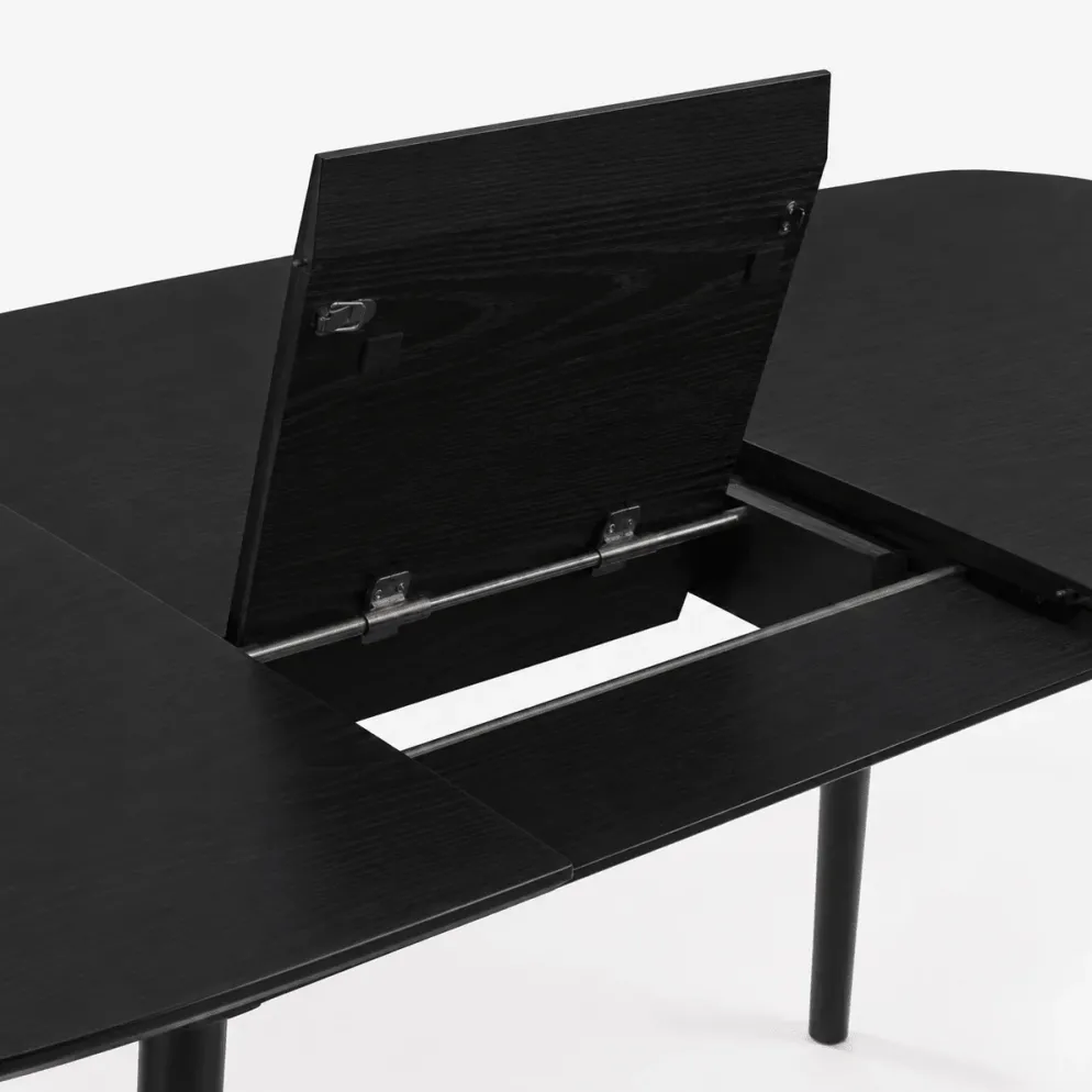 Mesa de Refeição Extensível Preta