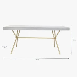 Mesa Jantar Branca com Acabamentos em Dourado