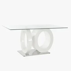 Mesa Jantar Vidro com Estrutura Branca | 160X90X75