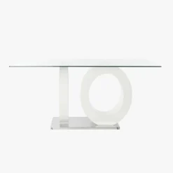 Mesa Jantar Vidro com Estrutura Branca | 160X90X75