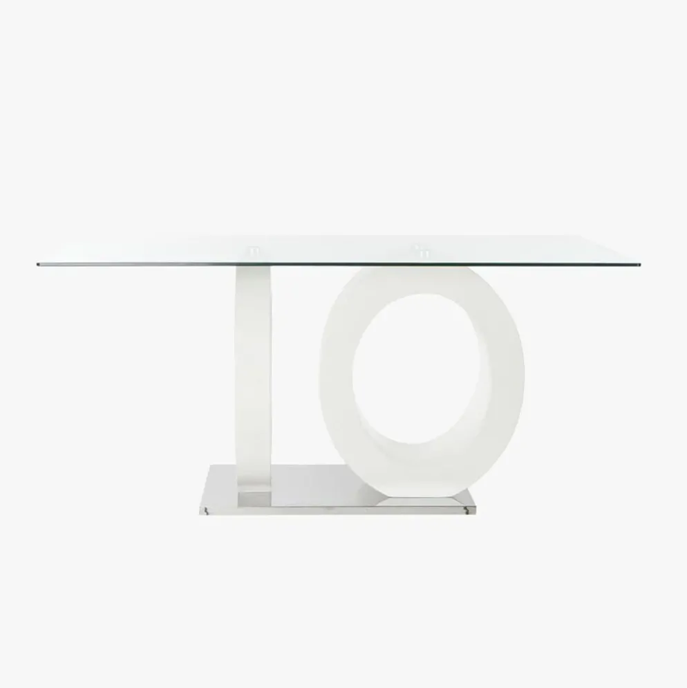 Mesa Jantar Vidro com Estrutura Branca | 160X90X75
