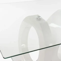 Mesa Jantar Vidro com Estrutura Branca | 160X90X75