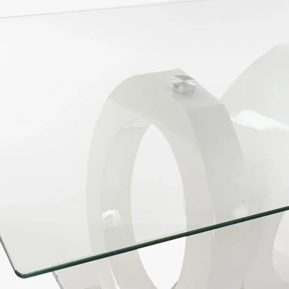 Mesa Jantar Vidro com Estrutura Branca | 160X90X75
