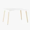 Mesa Retangular Branca Acabamento Bétula 120x80x74 EAMES