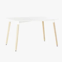 Mesa Retangular Branca Acabamento Bétula 120x80x74 EAMES