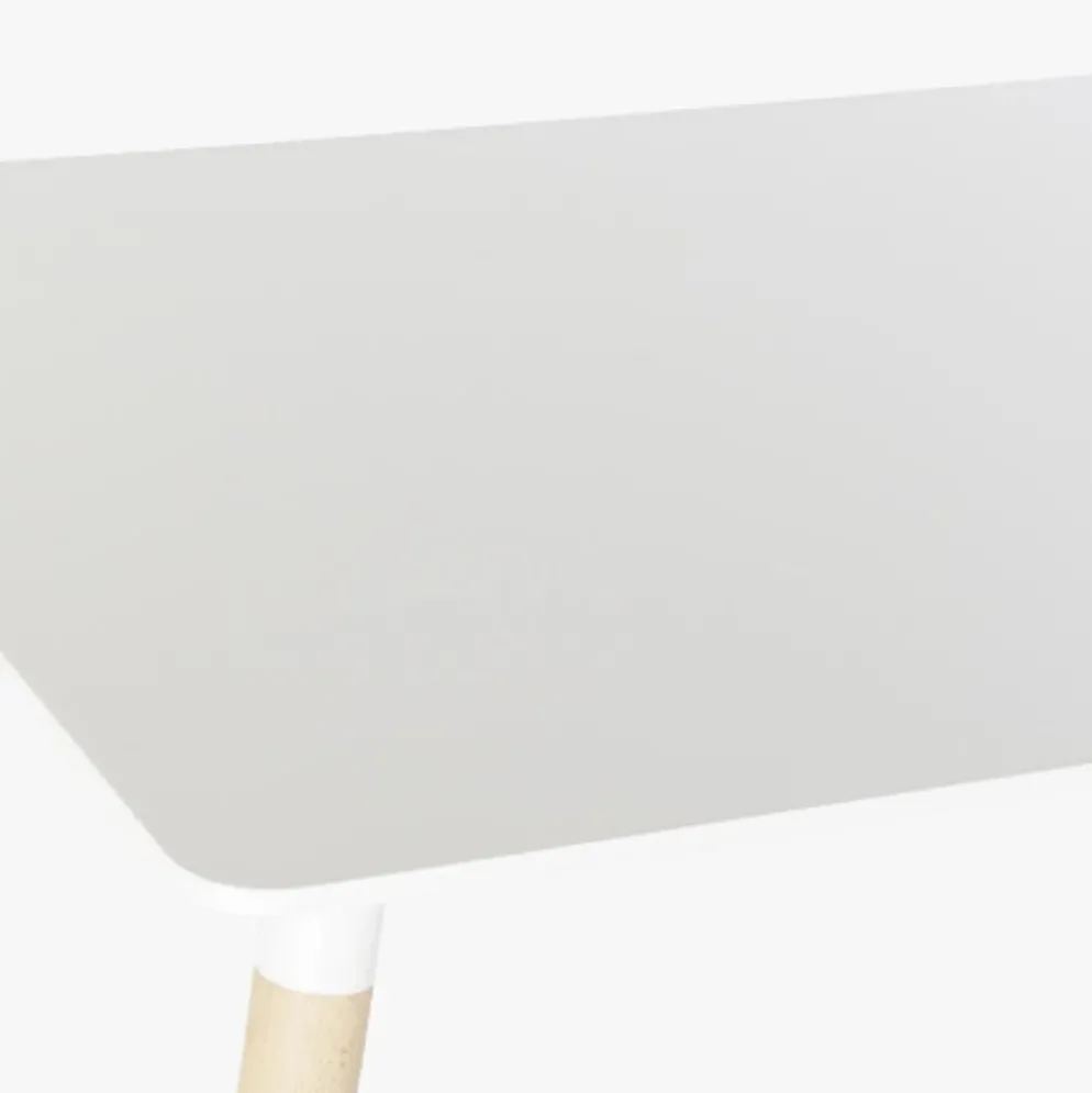 Mesa Retangular Branca Acabamento Bétula 120x80x74 EAMES