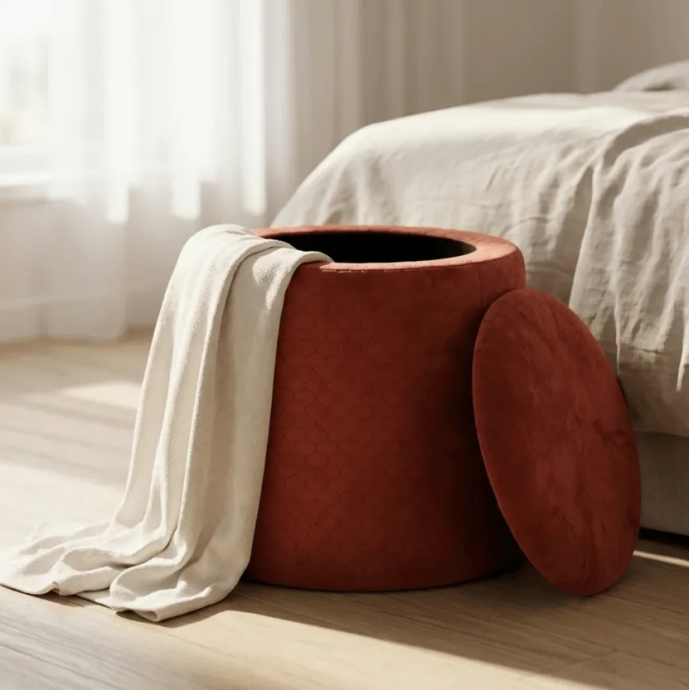 Pouf Tijolo de Veludo com padrão e arrumação
