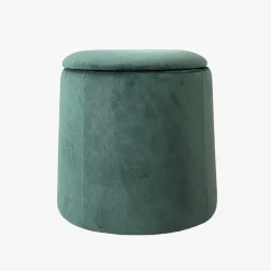 Pouf Verde Esmeralda de Veludo com padrão e arrumação