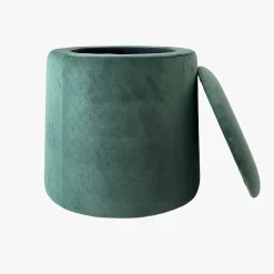 Pouf Verde Esmeralda de Veludo com padrão e arrumação
