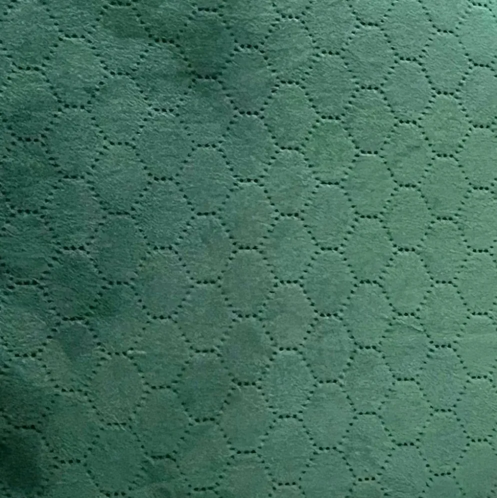 Pouf Verde Esmeralda de Veludo com padrão e arrumação