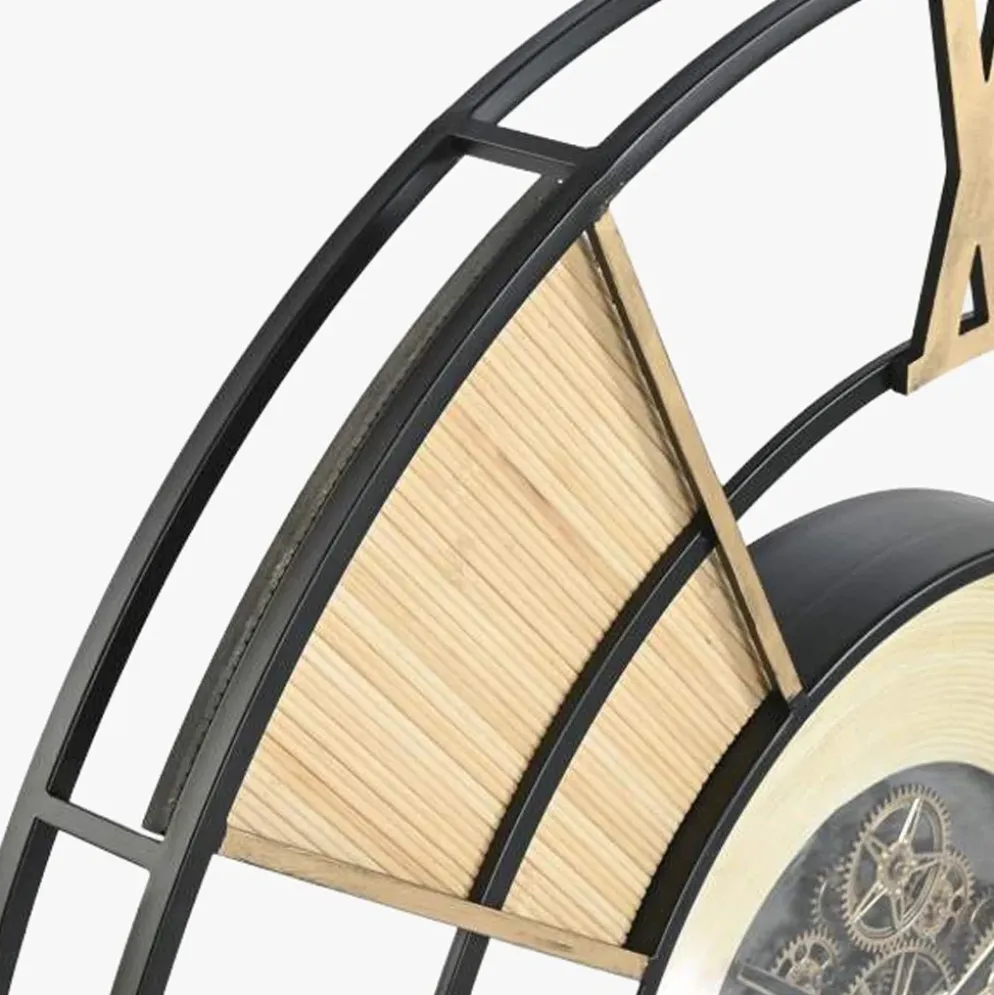 Relógio de Metal e Rattan
