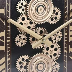 Relógio de Metal Retangular Preto e Dourado