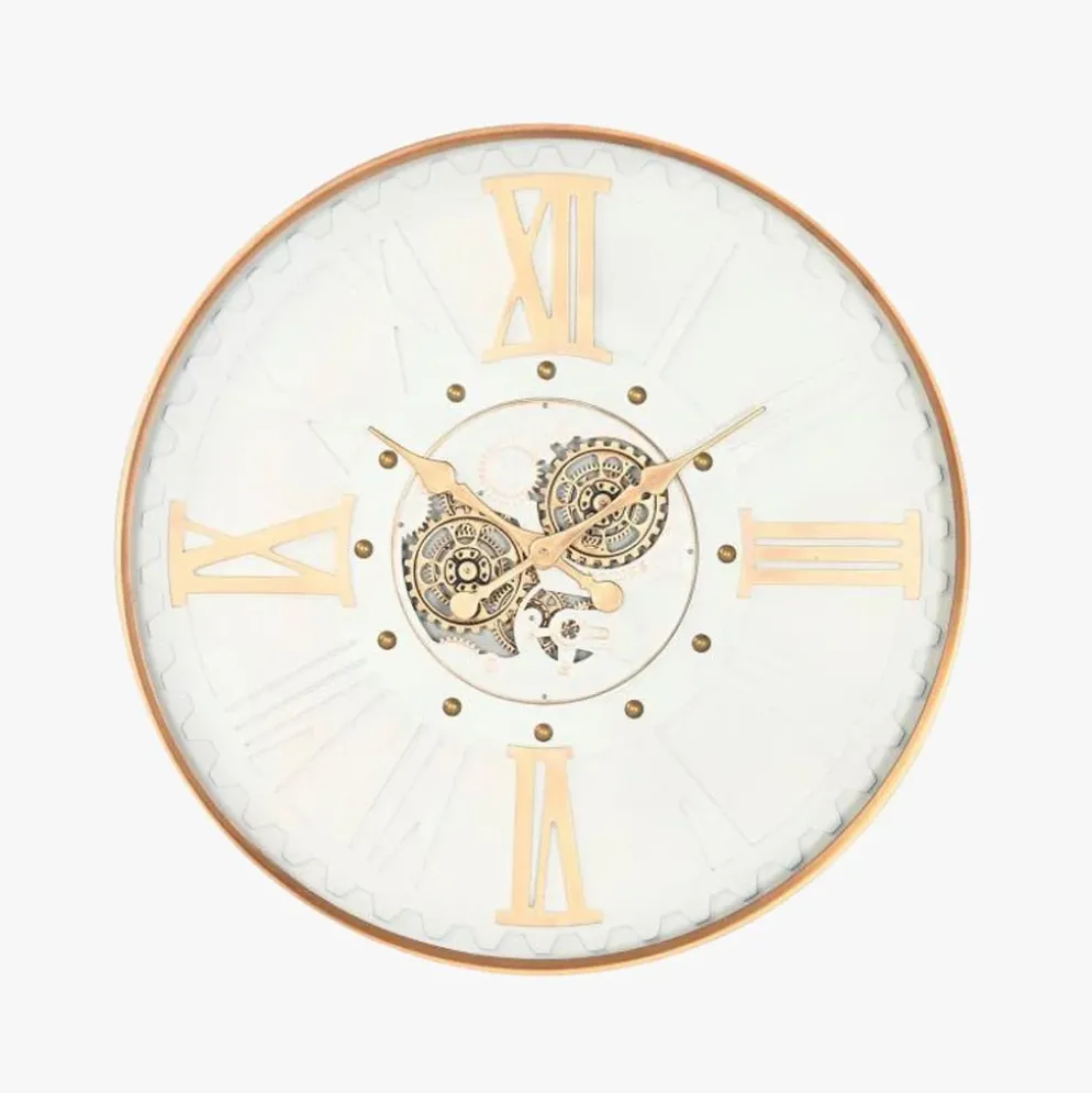 Relógio Minimal Branco e Dourado 80x8x80