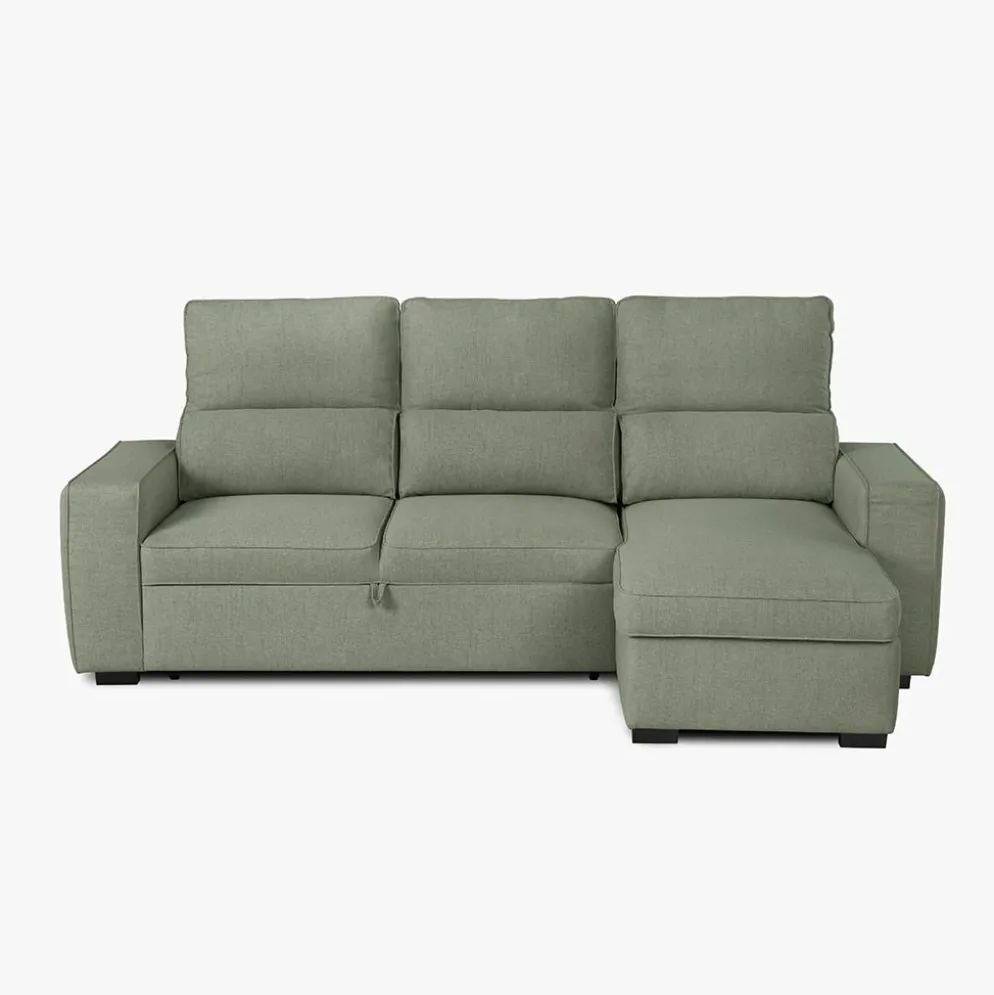 Sofá Cama com Chaise Longue Reversível e Encosto Reclinável