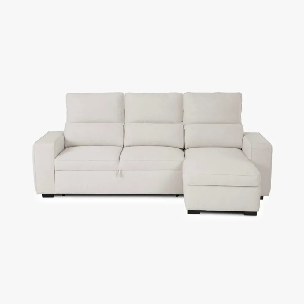 Sofá Cama com Chaise Longue Reversível e Encosto Reclinável