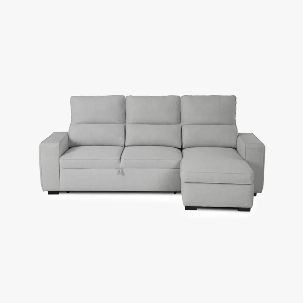 Sofá Cama com Chaise Longue Reversível e Encosto Reclinável