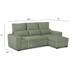 Sofá Cama com Chaise Longue Reversível e Encosto Reclinável