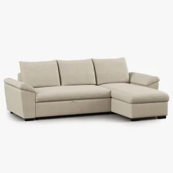 Sofá-cama com chaise longue reversível e arrumação