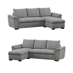 Sofá-cama com chaise longue reversível e arrumação