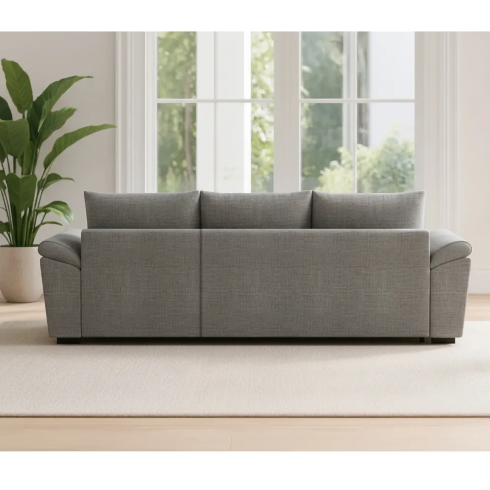 Sofá-cama com chaise longue reversível e arrumação