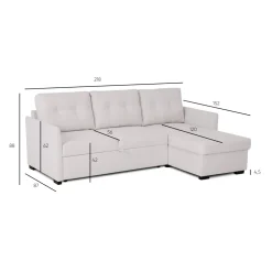 Sofá-cama com chaise longue reversível