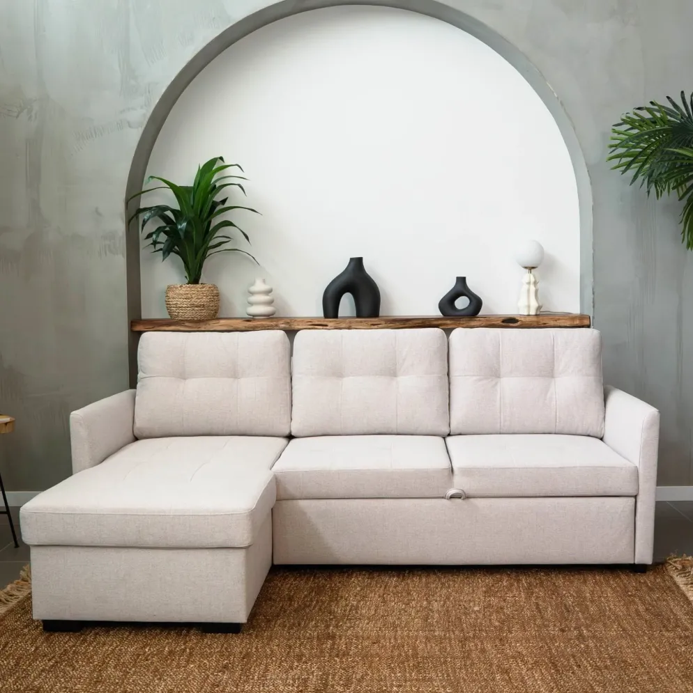 Sofá-cama com chaise longue reversível