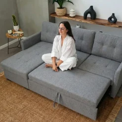Sofá-cama com chaise longue reversível