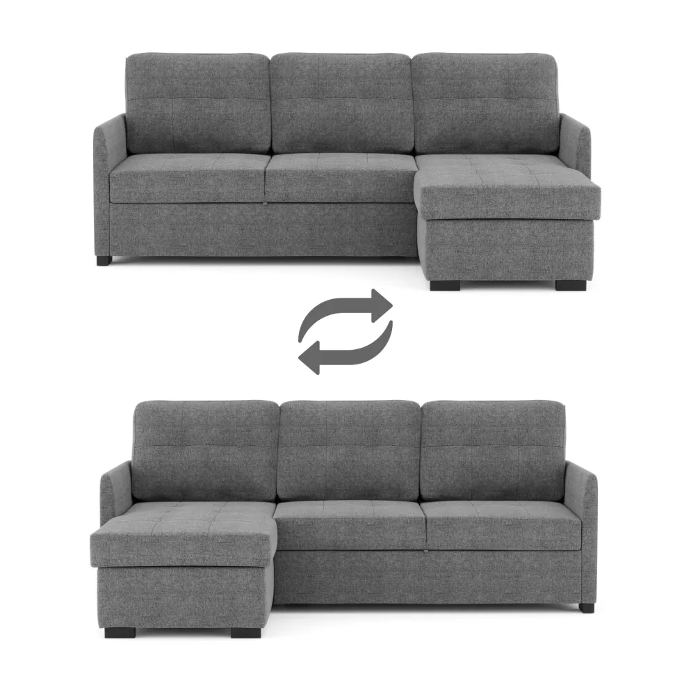 Sofá-cama com chaise longue reversível