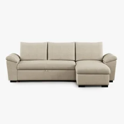 Sofá-cama com chaise longue reversível e arrumação