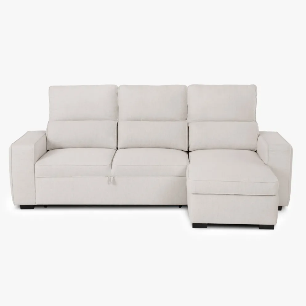 Sofá Cama com Chaise Longue Reversível e Encosto Reclinável