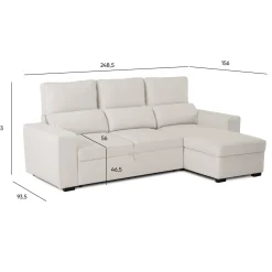Sofá Cama com Chaise Longue Reversível e Encosto Reclinável