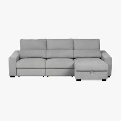 Sofá Cama com Chaise Longue Reversível, Assentos Deslizantes e Encosto Reclinável