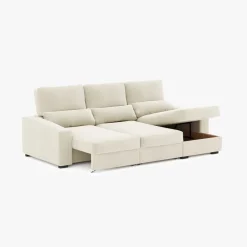 Sofá Cama com Chaise Longue Reversível, Assentos Deslizantes e Encosto Reclinável