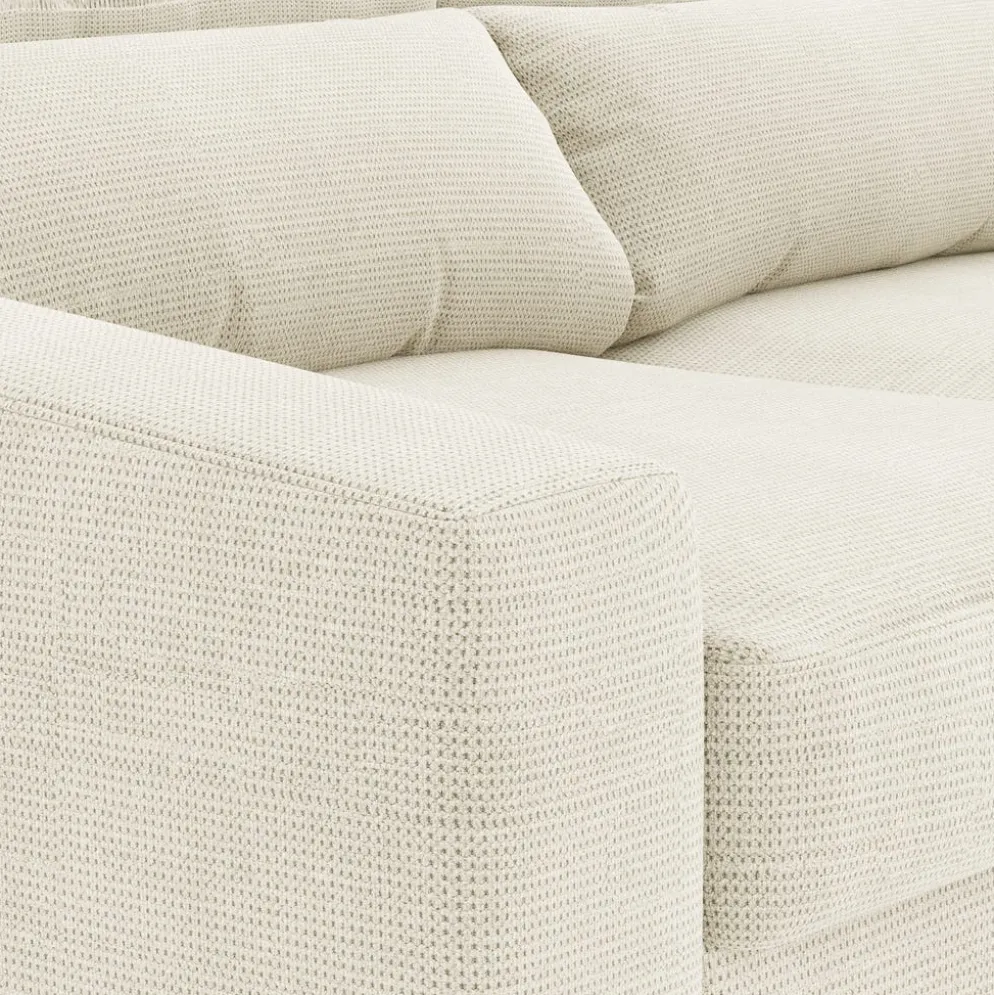 Sofá Cama com Chaise Longue Reversível, Assentos Deslizantes e Encosto Reclinável