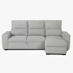 Sofá Cama com Chaise Longue Reversível e Encosto Reclinável