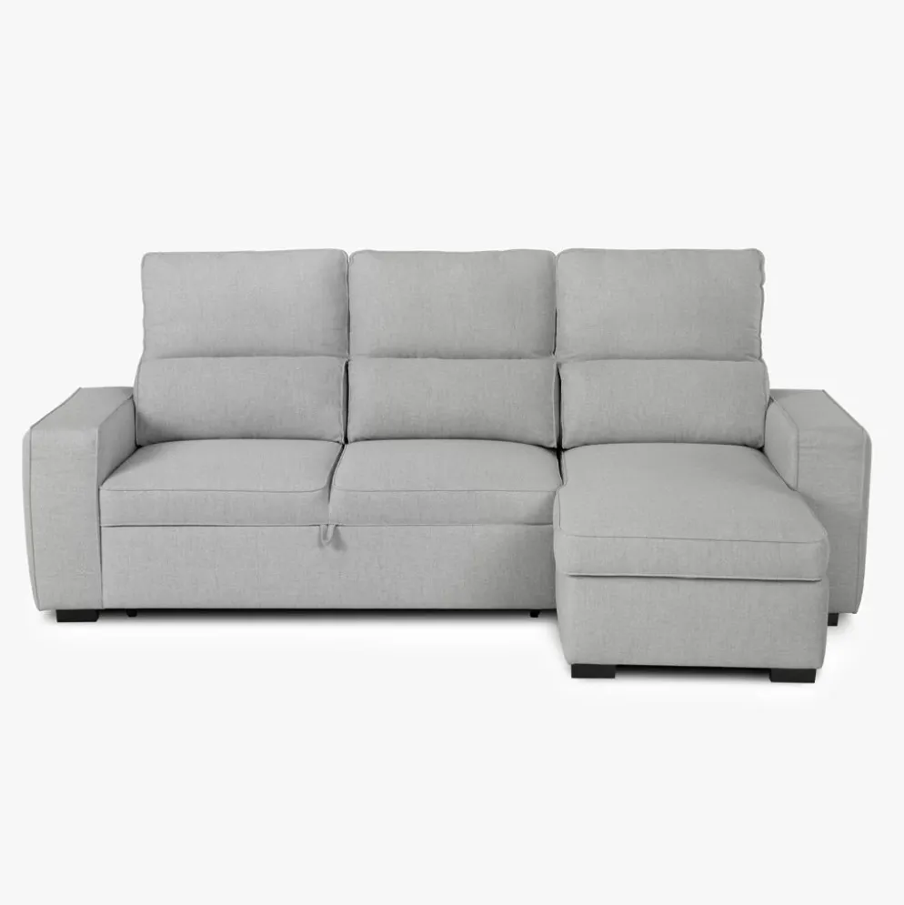 Sofá Cama com Chaise Longue Reversível e Encosto Reclinável