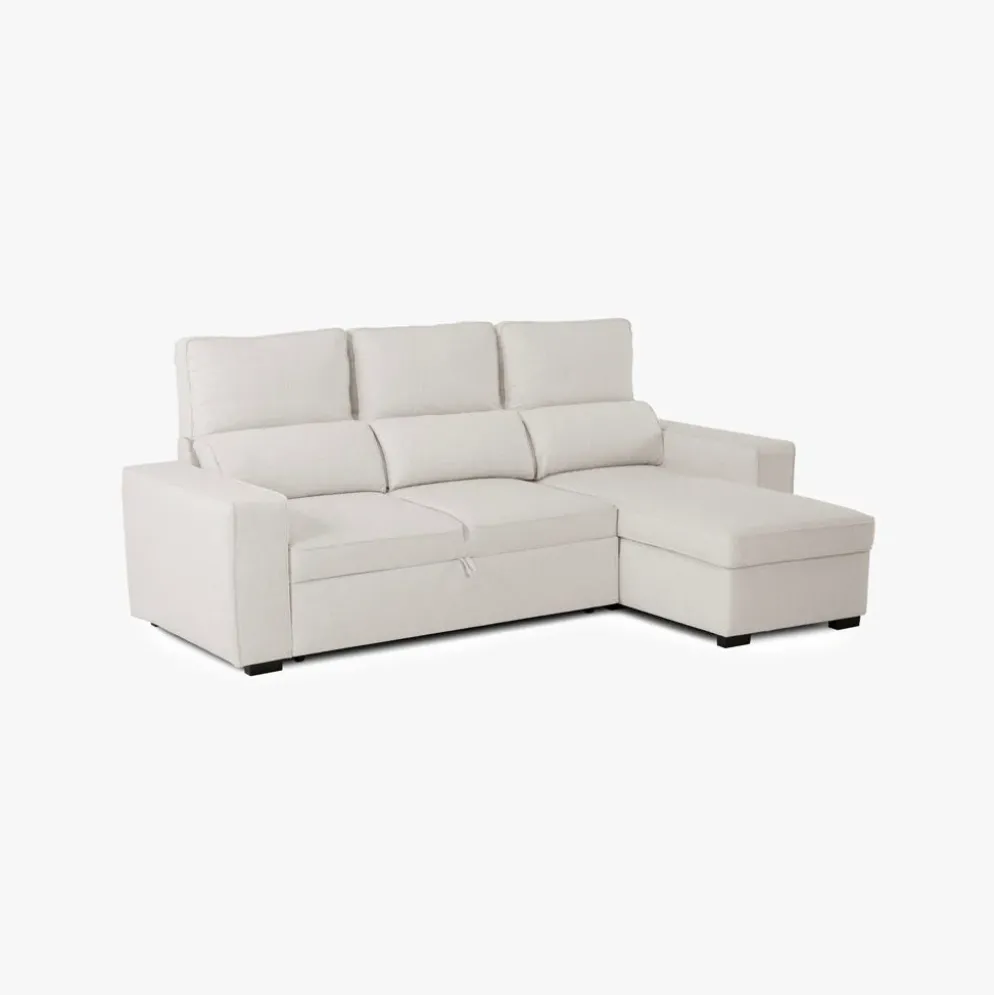 Sofá Cama com Chaise Longue Reversível e Encosto Reclinável