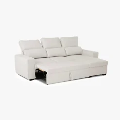 Sofá Cama com Chaise Longue Reversível e Encosto Reclinável