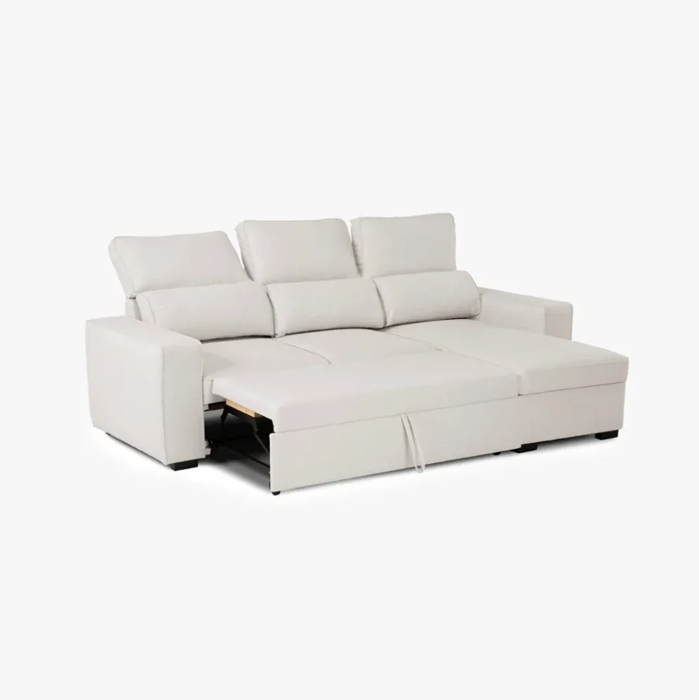 Sofá Cama com Chaise Longue Reversível e Encosto Reclinável
