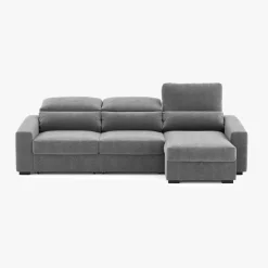 Sofá Cama com Chaise Longue Reversível, Assentos Deslizantes e Encosto Reclinável