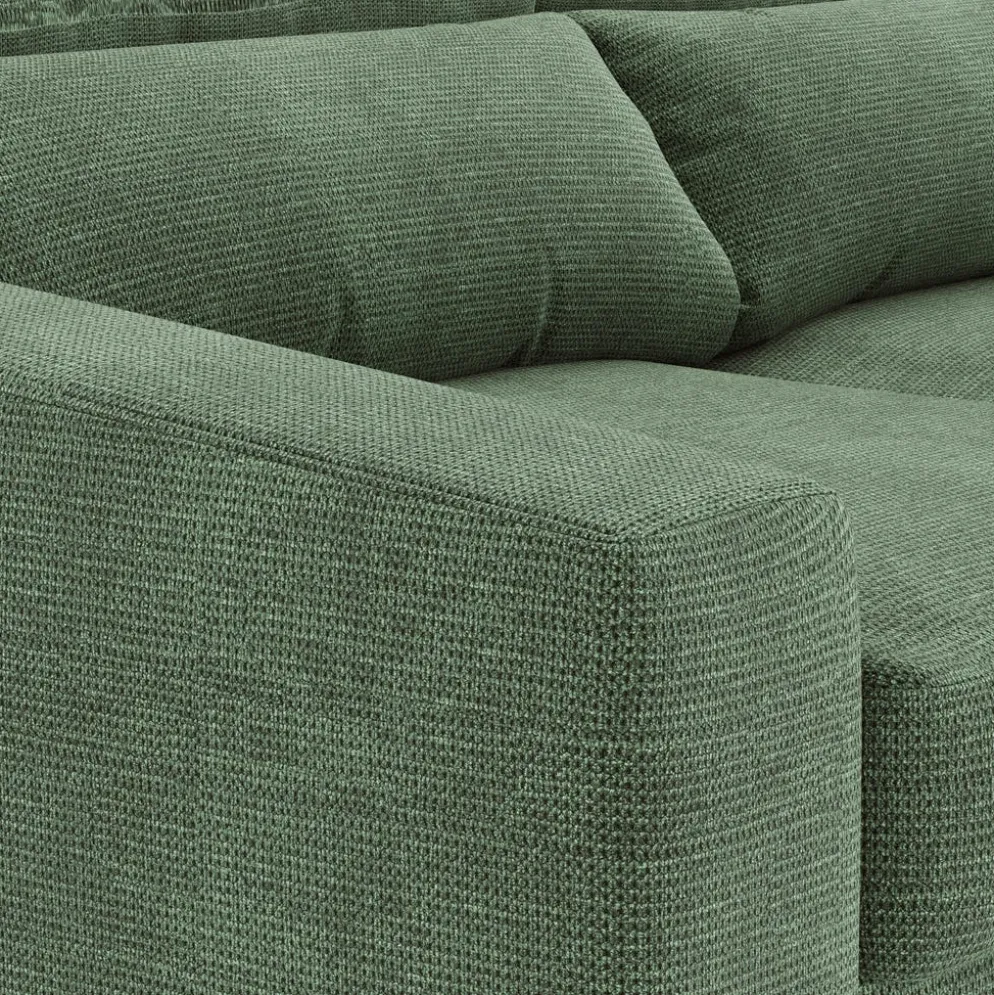 Sofá Cama com Chaise Longue Reversível, Assentos Deslizantes e Encosto Reclinável