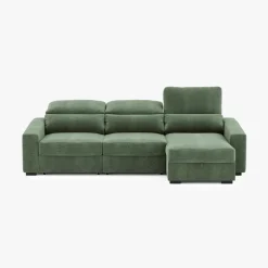Sofá Cama com Chaise Longue Reversível, Assentos Deslizantes e Encosto Reclinável