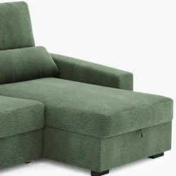 Sofá Cama com Chaise Longue Reversível, Assentos Deslizantes e Encosto Reclinável