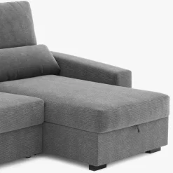 Sofá Cama com Chaise Longue Reversível, Assentos Deslizantes e Encosto Reclinável