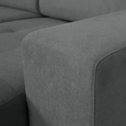 Sofá cama com chaise longue reversível, cabeceiras ajustáveis e dois pufes