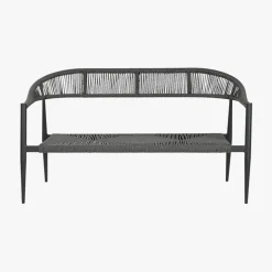 Sofá de Metal e Rattan Preto