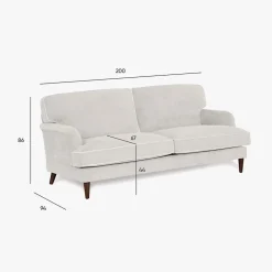 Sofá 3 Lugares Com Perfis em Bege 200x94x86