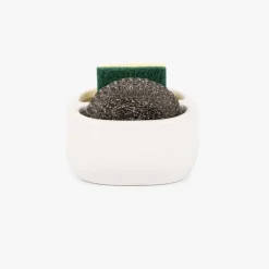 Suporte de esfregões em cerâmica branco