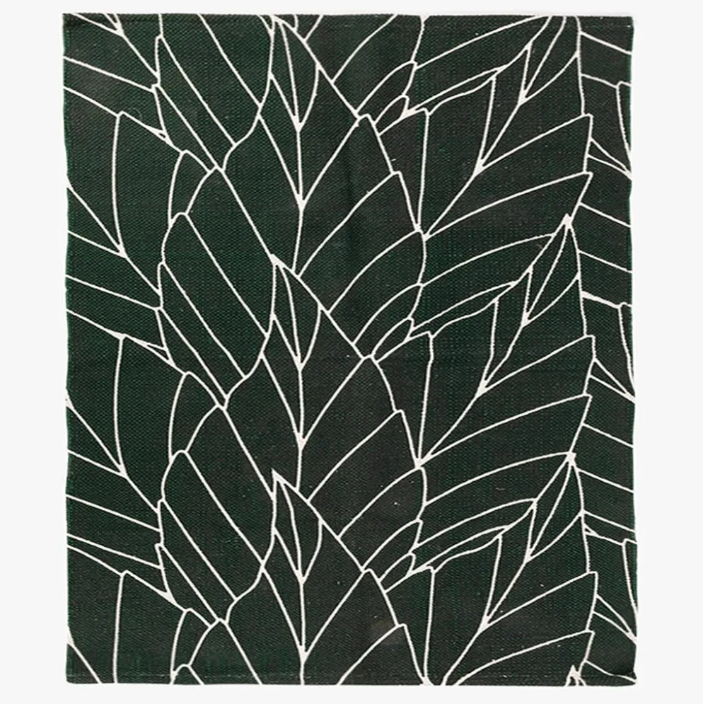Tapete algodão folhas verde 200x300